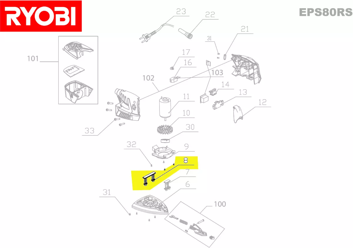 arceau support plateau ponçage réf. 5131027478 Ryobi